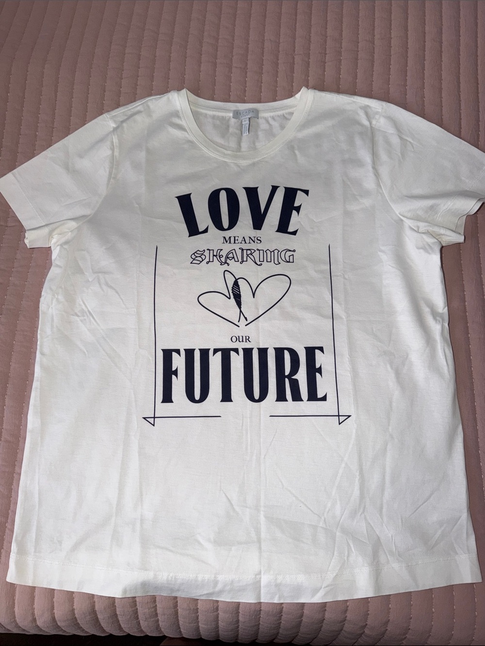 Escada White Graphic 'LOVE FUTURE' Tee with Navy Print